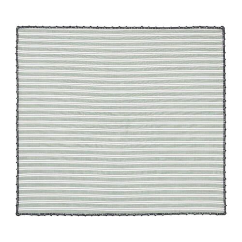 Green and grey striped cotton pocket square