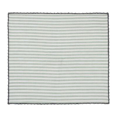 Green and grey striped cotton pocket square