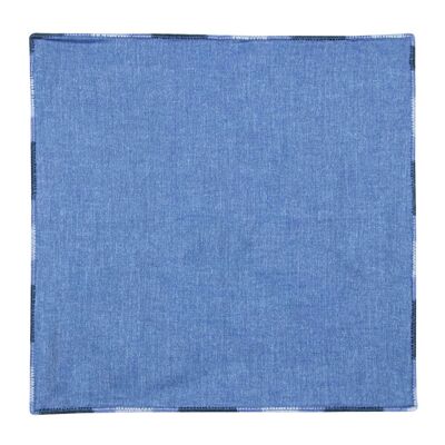 Denim chambray cotton embroidered gradient pocket square