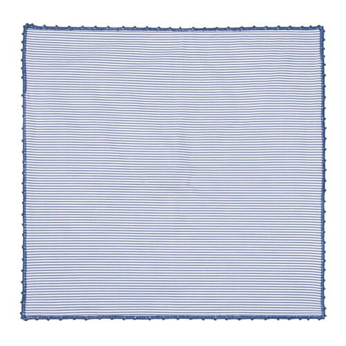 Striped blue cotton poplin pocket square