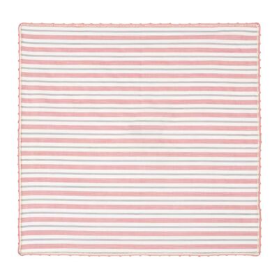 Pink and grey striped cotton pocket square
