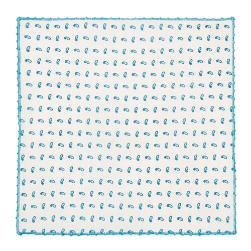 Turquoise micro-paisley pattern cotton pocket square