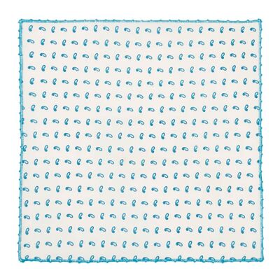 Turquoise micro-paisley pattern cotton pocket square