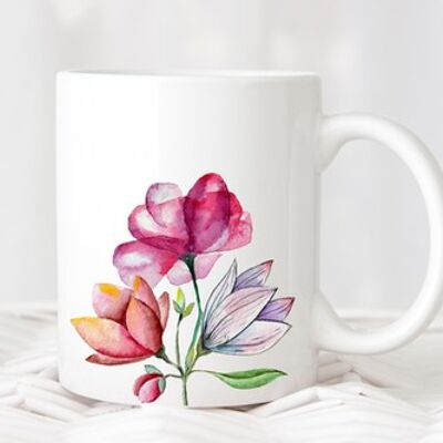 Simple Colourful Floral Mug , sku150