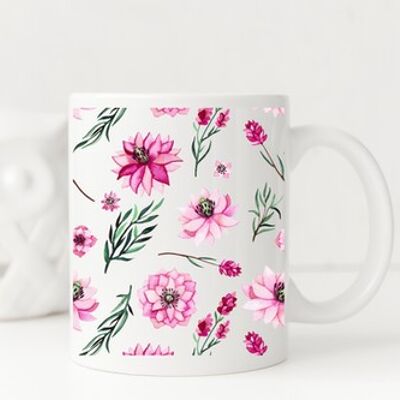 Pink Floral Full Wrap Mug , sku154