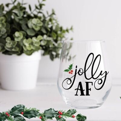 Jolly As Fuck Stemless Wine Glass , sku1848