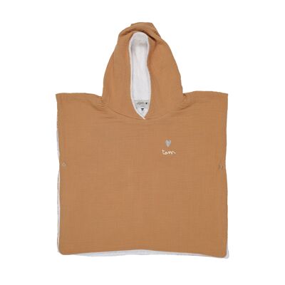 Poncho gasa algodón camel Talla 2