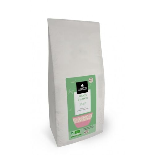 Thé Vert JASMIN D'AMOUR - Jasmin, pétale de rose, pêche - Vrac 1 kg