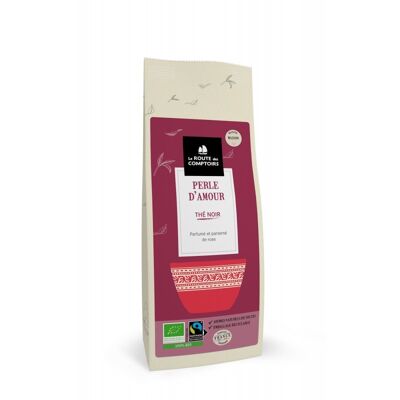 Black Tea PERLE D'AMOUR - Scented and sprinkled with rose - 100g bag
