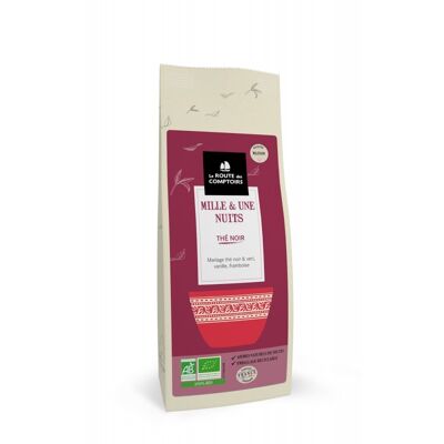 Black tea 1001 NUITS - Green tea & black tea, raspberry, vanilla - 100g bag