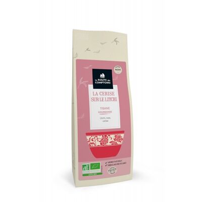 Herbal tea LA CERISE SUR LE LITCHI - Lychee, rose, cherry - 100g bag