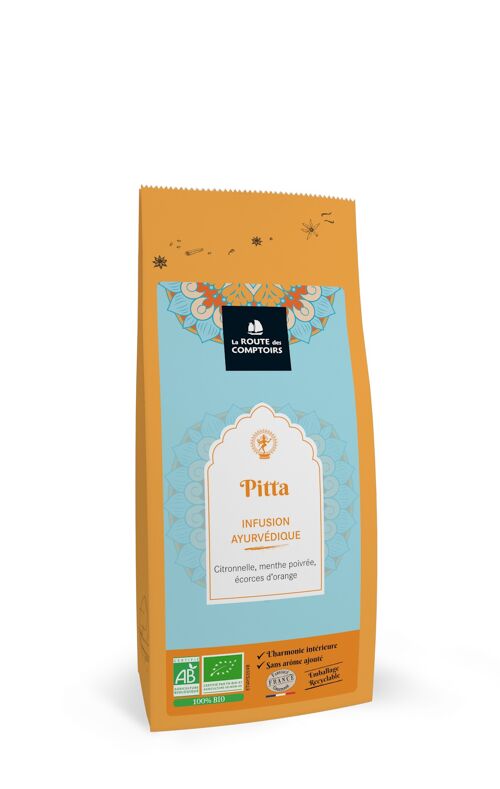 Infusion ayurvédique PITTA - Citronnelle, menthe poivrée, écorces d'orange - Sachet 80g