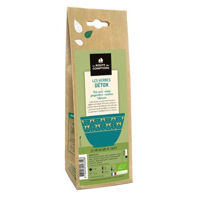 HIERBAS DETOX - Té verde orgánico, yerba mate, jengibre - bolsa de 80g