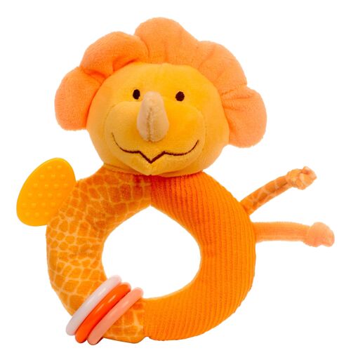 Triceratops Ringaling - baby's first toy - rattle teether and crinkle toy