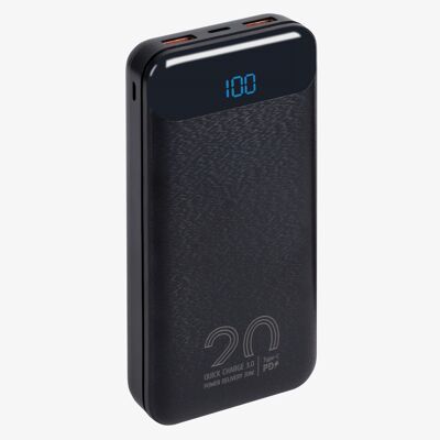 VA2580 QC / PD 20W tragbarer Akku, Powerbank mit LCD, 20000 mAh, schwarz