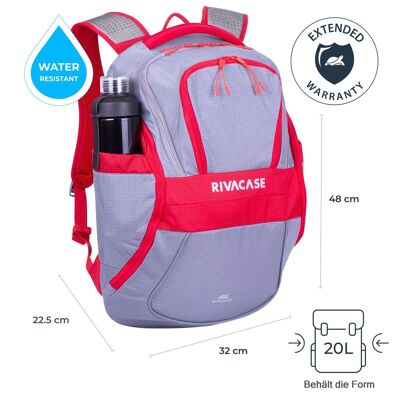 5225 Mochila para portátil 15,6" 20L gris/ rojo