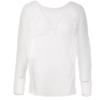 Yoga-Longsleeve "Sungela", white - Pullover aus Mesh