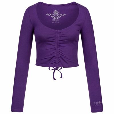 Yoga-Shirt "Zenzi", lilac – Langarmshirt mit Raffung