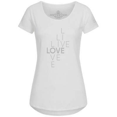 weiches Yoga T-Shirt "Waris" mit Print, white