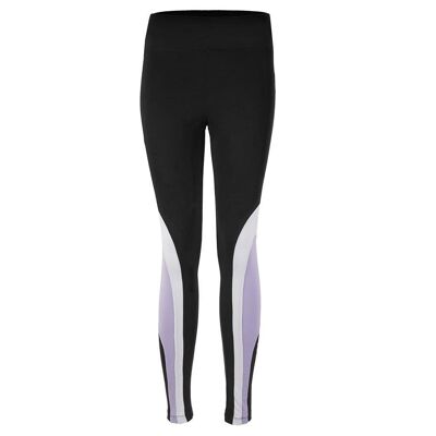 Yoga Leggings "Sophie", black/ pale violet/ white - Stylische Yogatights  mit Colour Blocking