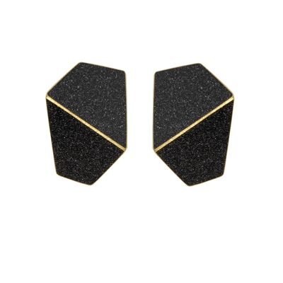 Earrings Folded Wide_Sparkling Black