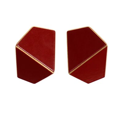 Earrings Folded Wide_Dark Red