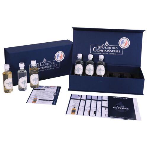 Coffret Dégustation Gin de France - 6 x 40 ml Fiches de Dégustation Incluses - Coffret Cadeau Premium Prestige - En Solo ou en Duo