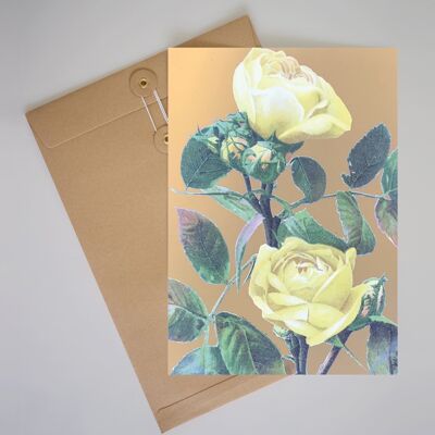 A4 yellow rose foil print