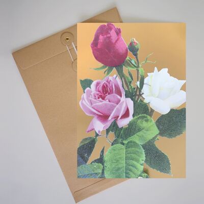 A4 red rose foil print