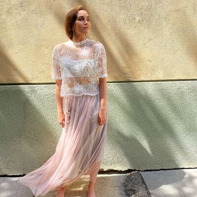 Nude maxi tulle Skirt