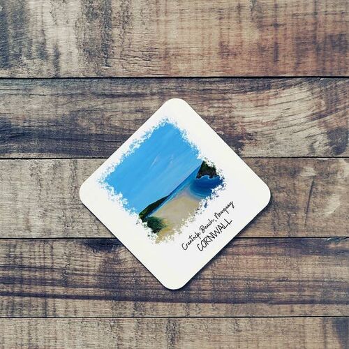 Art of Cornwall Coaster, Crantock Beach Painting, Newquay