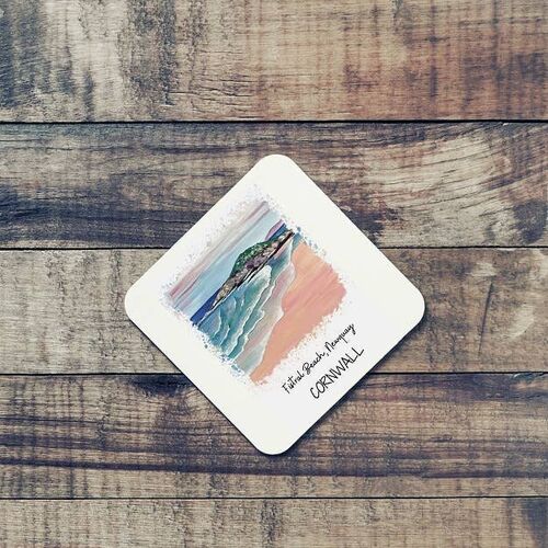 Art of Cornwall Coaster, Fistral Beach Painting Abstract