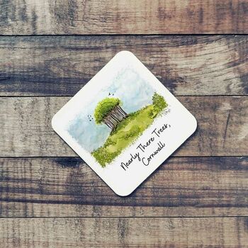 Art of Cornwall Coaster, peinture d'arbres presque là-bas