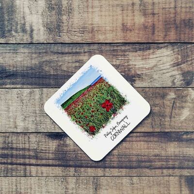 Art of Cornwall Coaster, coquelicots à Polly Joke, Cornwall