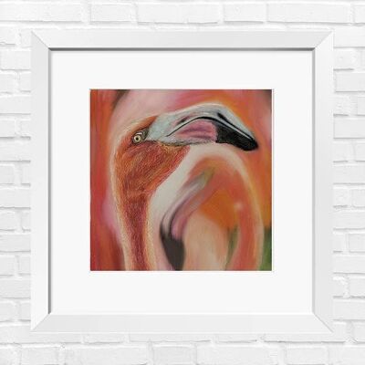 Impression de peinture d'art de flamant rose