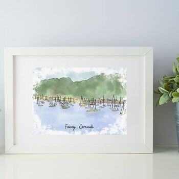 Fowey, Cornwall Art Print (beaucoup de bateaux)