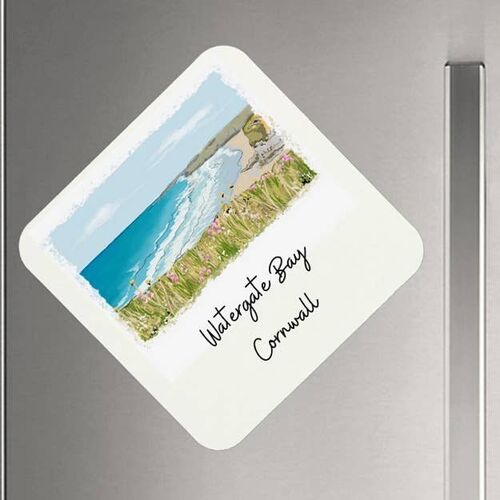 High Gloss Magnet, Watergate Bay Painting, Cornwall