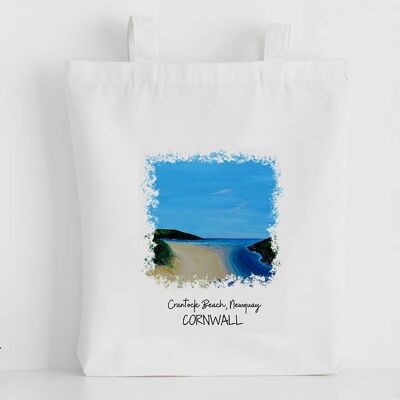 Luxury Canvas Tote Bag, Crantock Beach, Newquay