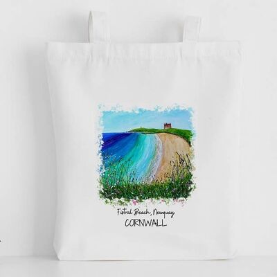 Bolso tote de lona de lujo, playa Fistral, Newquay