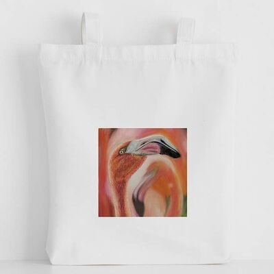 Luxury Canvas Tote Bag, Flamingo, Handprinted in Cornwall
