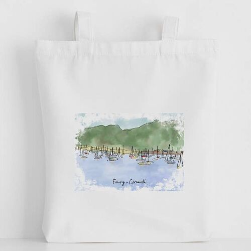 Luxury Canvas Tote Bag, Fowey (many Boats)