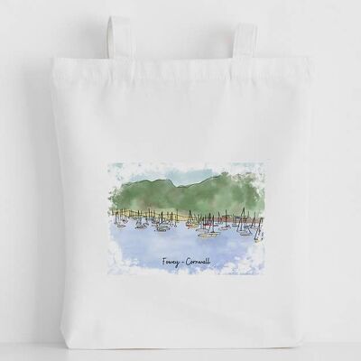 Sac fourre-tout en toile de luxe, Fowey (beaucoup de bateaux)