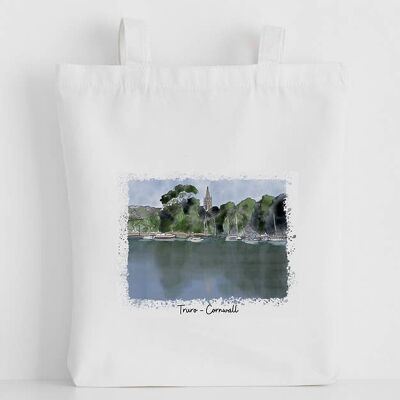 Bolso tote de lona de lujo, Malpas Truro Painting Cornwall