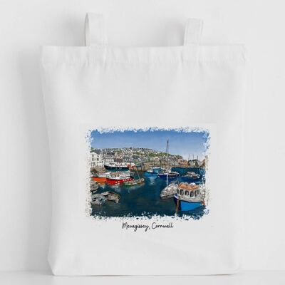 Bolso tote de lona de lujo, pintura Mevagissey