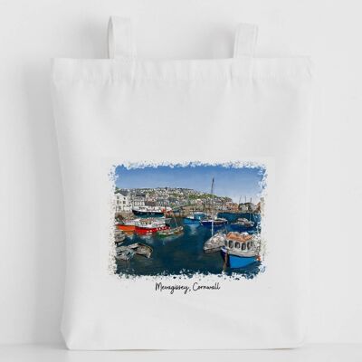 Luxury Canvas Tote Bag, Mevagissey Painting
