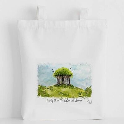 Borsa tote di tela di lusso, pittura di alberi quasi lì