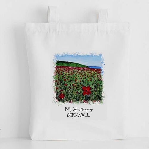 Luxury Canvas Tote Bag, Polly Joke Poppies, Newquay
