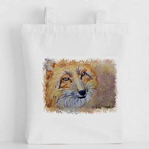 Luxury Canvas Tote Bag, Red Fox, Handprinted in Cornwall