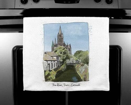 Luxury Handprinted Teatowel, Truro Cathedral Painting