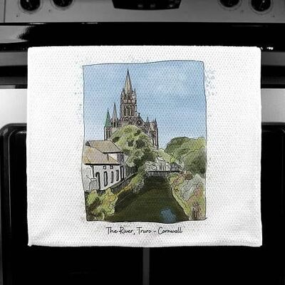 Paño de cocina estampado a mano de lujo, pintura de la catedral de Truro